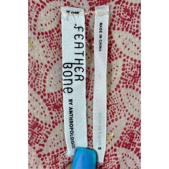 NWOT Feather & Bone by Anthropologie Flutter Sleeve Pink & Cream Wrap Dress S - Picture 5 of 10